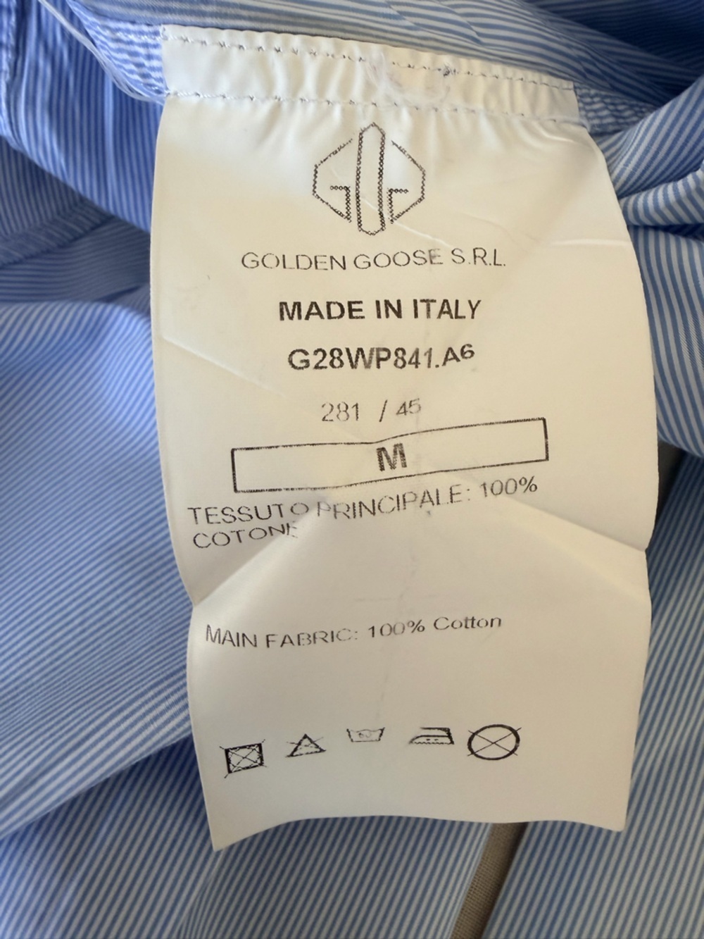 Golden Goose Blue and White Pinstripe Removable Collar Dress Shirt | M - Picture 8 of 8